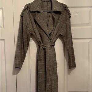 Chic Plaid Double-Breasted Trench Coat